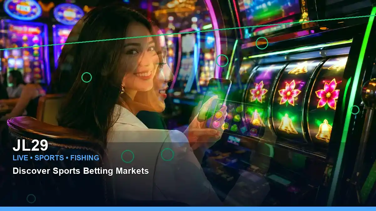 JL29 first casino deposit and wallet options featuring an adult Filipina casino host with a layered collage composition